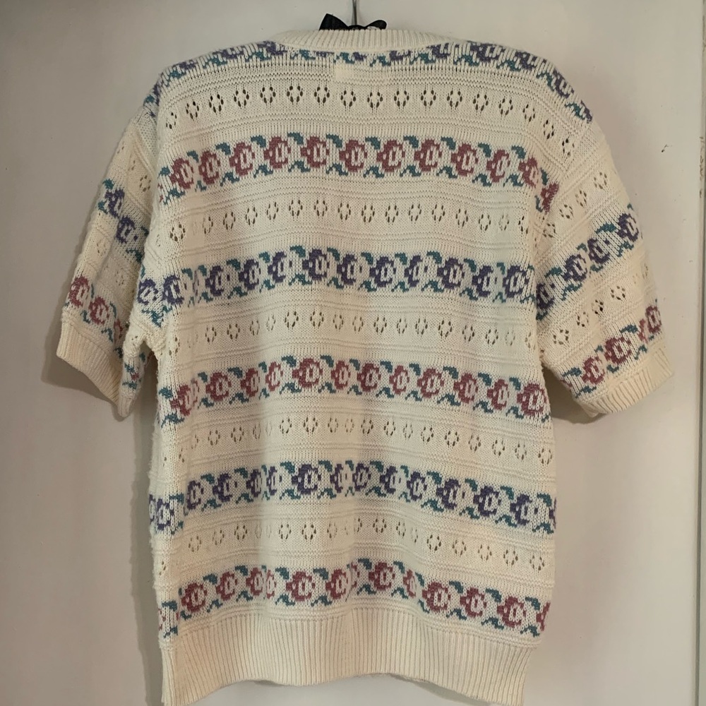 Alfred Dunner Cream Patterned Short Sleeved Sweater - Picture 3 of 4